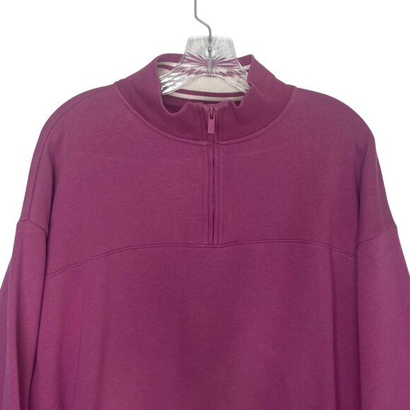 Pink Victorias Secret Sweatshirt Half-Zip Medium Pink Pullover Fleece Lined - Picture 4 of 10